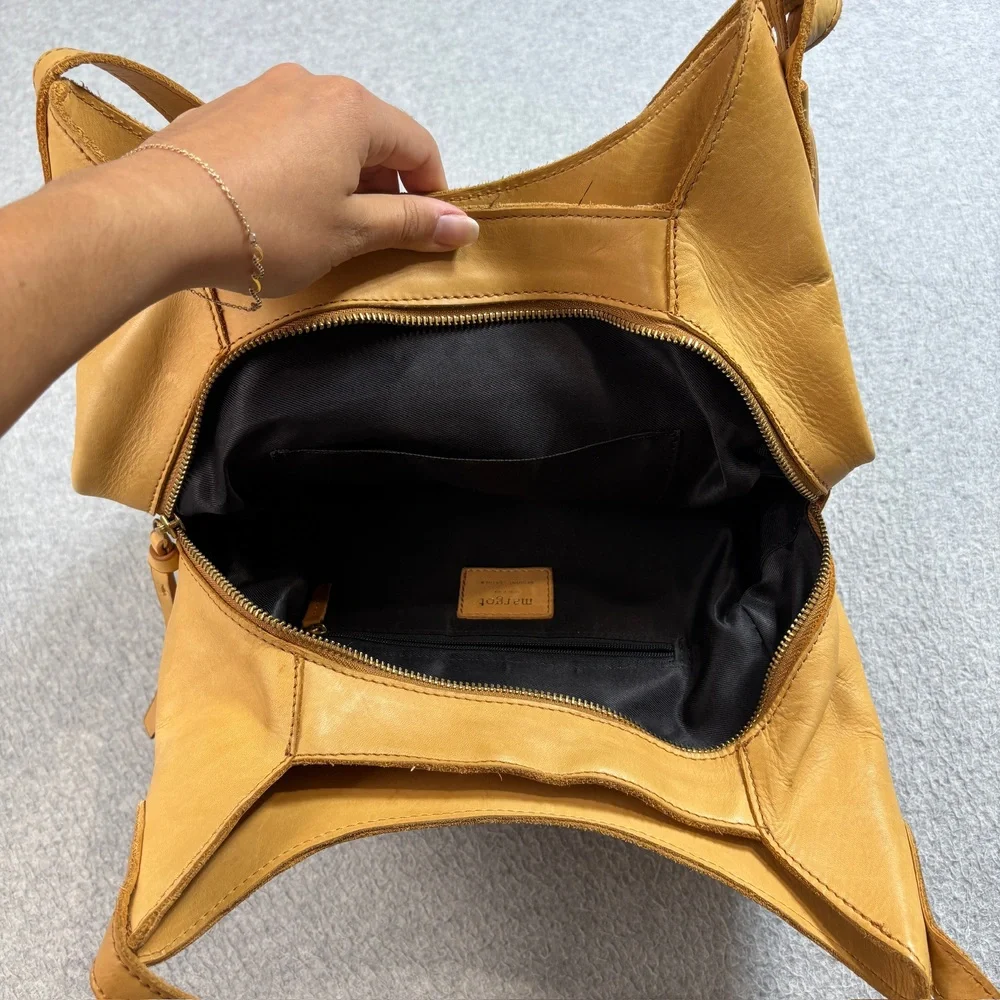 Margot Leather Hobo Purse Women Tan Large Slouch Shoulder Tassel Boho Heritage